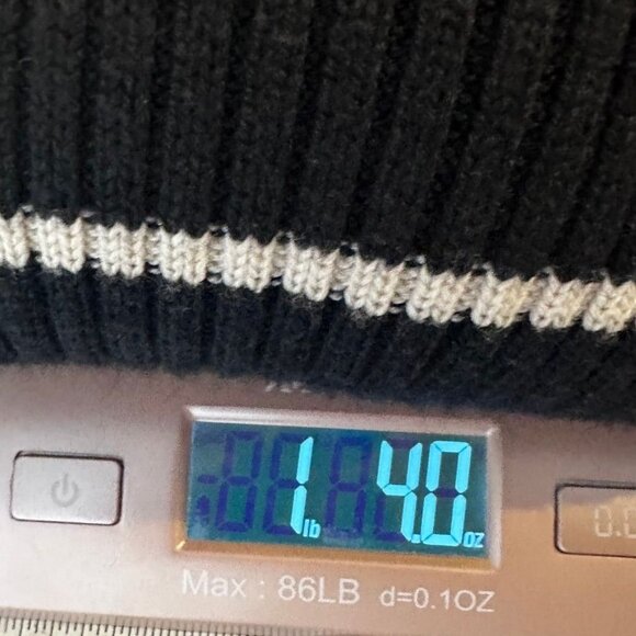 Luxury Silk Wool Blend Stripe Black White Sweater Womens L Classic Career Soft - Picture 7 of 7